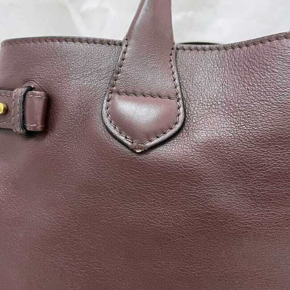 Burberry Bag Bordeaux Red Beige Check Leather Handbag Shoulder Wine Red Logo - Picture 7 of 10